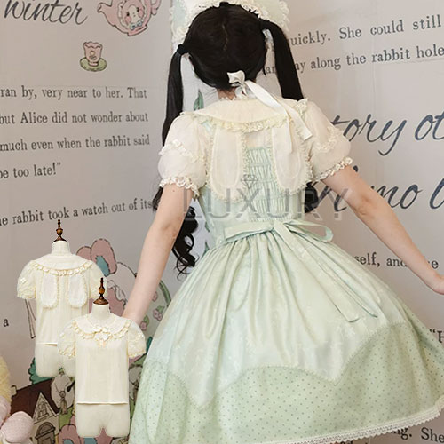 甘ロリ インナー のみ 襟付き 重ね着用 半袖 レース 上品 きれいめ カジュアル かわいい スウィート レディース 夏コーデ 普段着 普段使い デイリー イベント