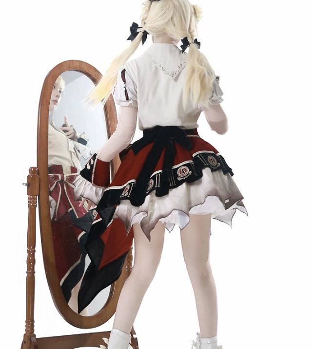 ゴスロリファッション ゴスロリ ブラウス + スカート 2点セット ミニ丈 ショート丈 膝上 半袖 制服風 学院風 幻想的 夏コーデ 撮影会 普段使い デイリー_10