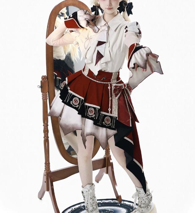 ゴスロリファッション ゴスロリ ブラウス + スカート 2点セット ミニ丈 ショート丈 膝上 半袖 制服風 学院風 幻想的 夏コーデ 撮影会 普段使い デイリー_12