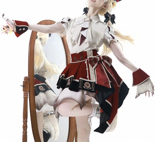 ゴスロリファッション ゴスロリ ブラウス + スカート 2点セット ミニ丈 ショート丈 膝上 半袖 制服風 学院風 幻想的 夏コーデ 撮影会 普段使い デイリー_3