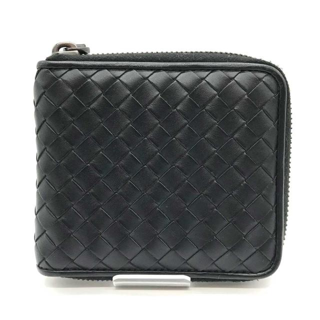 ボッテガヴェネタ二つ折りラウンドファスナージップ財布ブラック