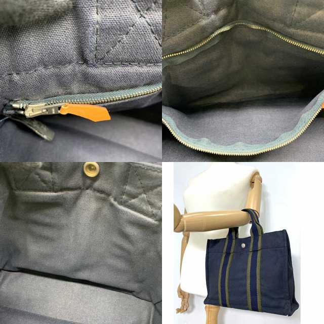 【美品】HERMES エルメス フールトゥ PM ネイビー×カーキ