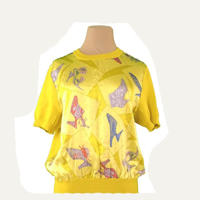 サルヴァトーレ フェラガモ ニット 異素材切替え カットソー ♯Lサイズ シューズプリント 中古の通販は 11,946円