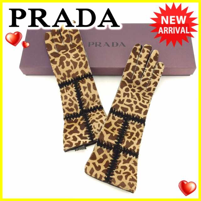 プラダ Prada 手袋 グローブ メンズ可 レオパード 中古 T4869の通販はau Pay マーケット ブランドデポ