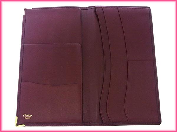 カルティエ 長札入れ 二つ折り 角プレート付き マストライン 中古 カルティエ 長札入れ 二つ折り 角プレート付き マストライン 中古