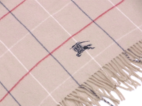 バーバリーチェックプリントフリンジリバーシブルブランケット バーバリー ブランケット フリンジ付き ホース刺繍 チェック