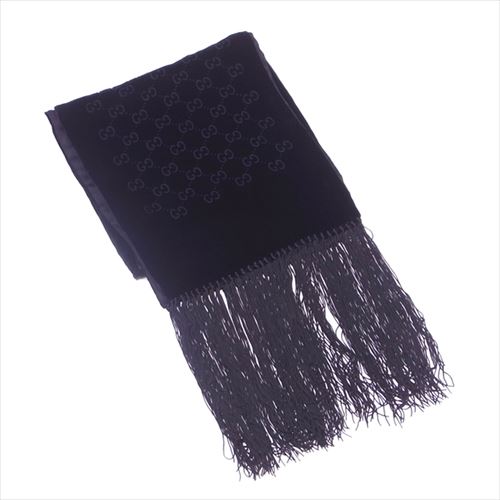 グッチ マフラー フリンジ付き ストール GG柄 ベロア 中古の通販は 33,747円