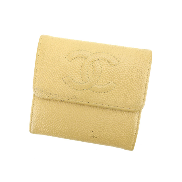 シャネル Wホック財布 三つ折り財布 キャビアスキン ベージュ CHANEL ホックサイフ ホック財布 財布 サイフ 財布 ユニセックス 小物 迅速|au PAY マーケット