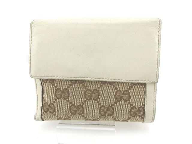 GUCCI グッチ Wホック二つ折り財布 Gクリップ GGキャンバス×レザー