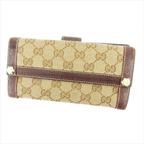 グッチ Wホック 財布 長財布 二つ折り財布 GG柄 中古 グッチ Wホック 財布 長財布 二つ折り財布 GG柄 中古