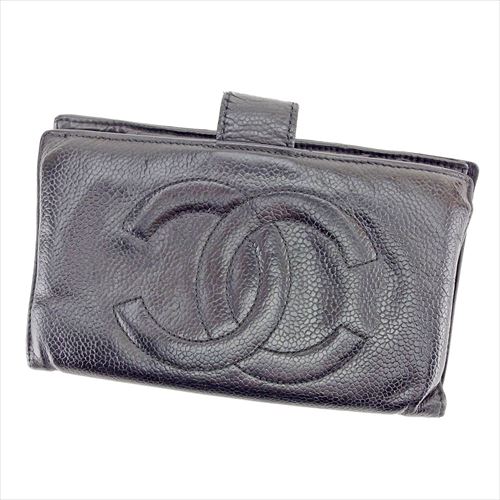 シャネル がま口 財布 長財布 キャビアスキン×ココマーク 中古の通販は