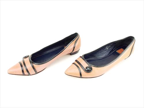 コーチ パンプス 靴 シューズ #6 ブラック ピンク レザーCOACH レディース 良品 オシャレ T6730 中古の通販は