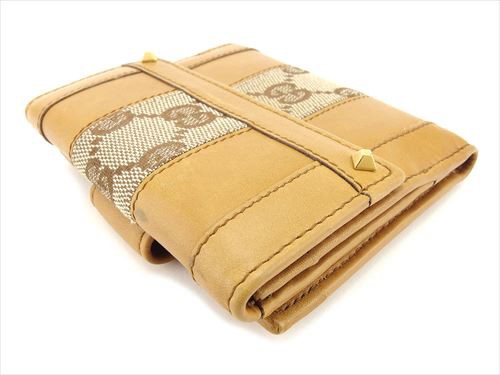 グッチ Wホック財布 二つ折り 財布 GG柄 中古