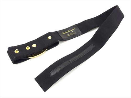 Salvatore Ferragamo ヴァラ スエード リボン ベルト ブラック
