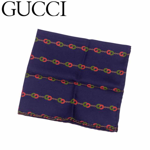 グッチ Gucci ハンカチ ポケットチーフ レディース メンズ ミニスカーフ Ggチェーン柄 ネイビー グリーン レッド系 シルク 絹 ヴィンテーの通販はau Pay マーケット ブランドデポtokyo