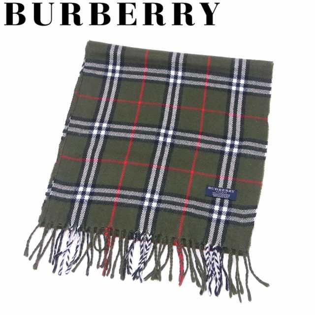 バーバリー Burberry マフラー フリンジ付き レディース メンズ チェック グリーン ブラック レッド系 カシミア 人気 良品 中古 T99の通販はau Pay マーケット ブランドデポtokyo