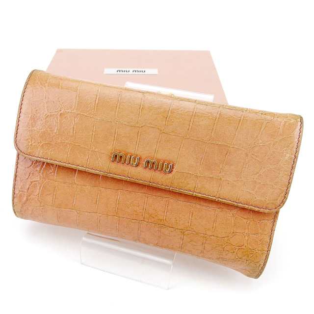 ミュウミュウ がま口財布 三つ折り財布 クロコダイル型押し ピンク Miu Miu 中古 T749の通販はau Pay マーケット ブランドデポ