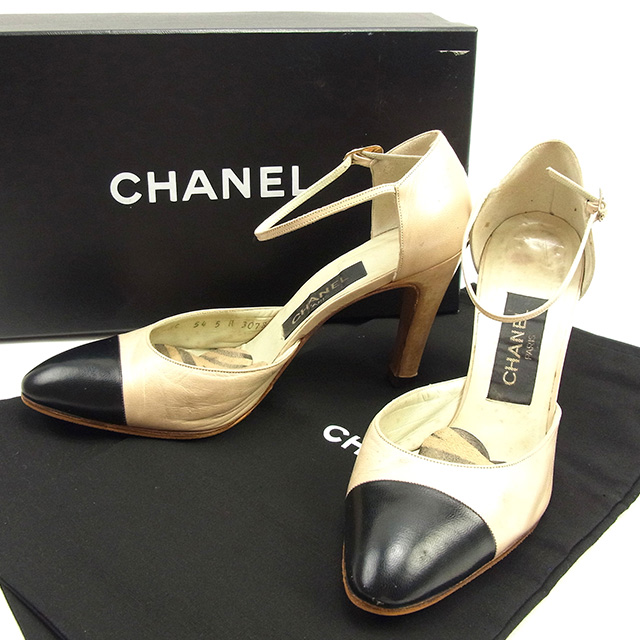 シャネル パンプス #5 ベージュ×ブラック レザーCHANEL レディース 良品 オシャレ T1067 中古の通販は