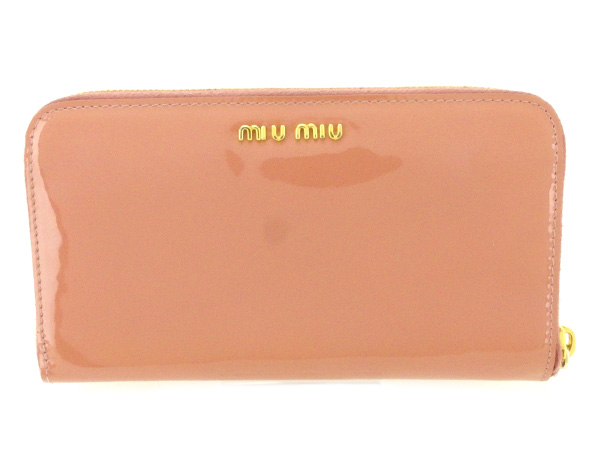 ミュウミュウmiumiu リボン モチーフ ラウンド ファスナー 長財布 ミュウミュウmiumiu リボン モチーフ ラウンド ファスナー 長財布