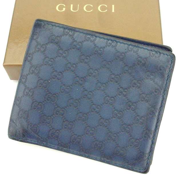 ラスト1点 グッチ 二つ折り札入れ 二つ折り財布 グッチシマ ブルー レザーGucci レディース 良品 オシャレ 【グッチ】 T2107 中古｜au  PAY マーケット