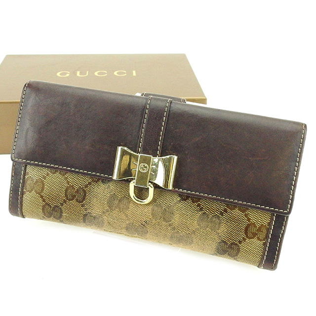 グッチ Wホック財布 長財布 二つ折り財布 財布 クリスタルGG 中古の  