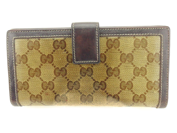 グッチ Wホック財布 長財布 二つ折り財布 財布 クリスタルGG 中古の  