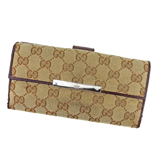 グッチ Wホック 財布 長財布 二つ折り ＧＧキャンバス 中古の通販は 12,418円
