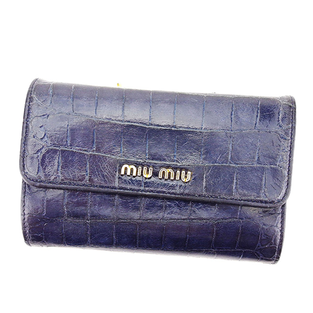 さな miu miu 三つ折り財布 miu miu ネイビー 三つ折り財布 ミュウミュウ(MIUMIU) 三つ折り