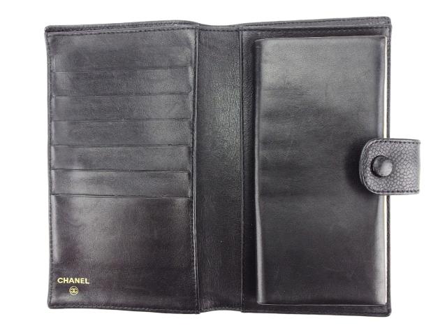 シャネル がま口財布 長財布 キャビアスキン×ココマーク 中古