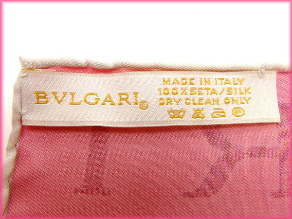 未使用、BVLGARI ロゴマニア　スカーフ BVLGARI ブルガリ ミニ スカーフ ロゴマニア シルク シフォン