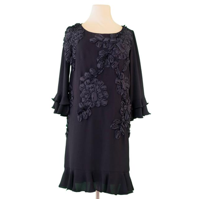 グレースコンチネンタル ワンピース 袖口 裾フリル 38サイズ クルーネック フラワーモチーフ Grace Continental 中古の通販はau Pay マーケット ブランドデポtokyo