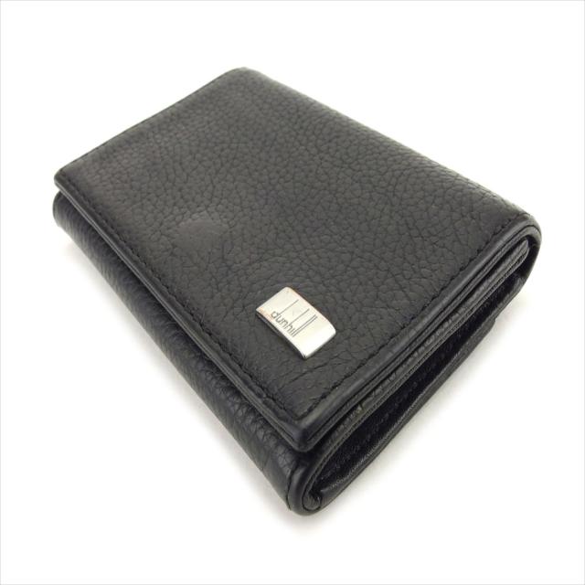 【未使用保管・付属品完備】ダンヒル コインケース 本革 レザー ロゴプレート 黒 dunhill コインケース 「DUNHILL/ダンヒル」本革 ロゴ刻印メタル