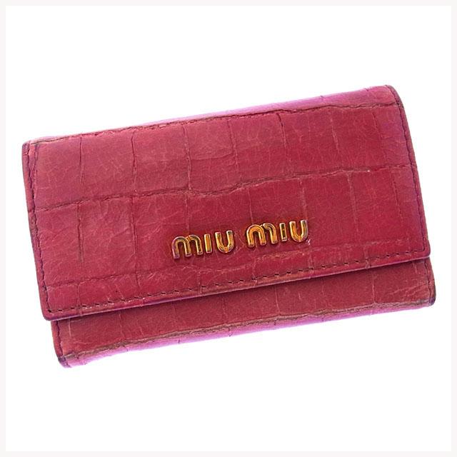 ミュウミュウ キーケース 6連キーケース ロゴ入り クロコダイル調 中古の通販は