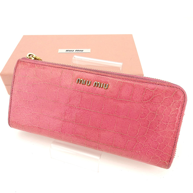 ミュウミュウ 長財布 L字ファスナー クロコダイル調 中古の通販は 11,757円