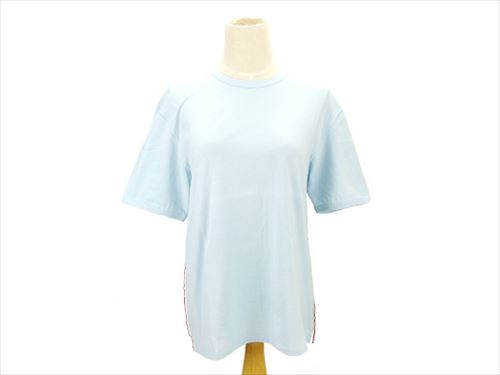 ミュウミュウ Tシャツ 半袖 カットソー レディース ♯Sサイズ サイドライン入り ライトブルー系 中古 ミュウミュウ Tシャツ 半袖 カットソー ♯Sサイズ サイドライン