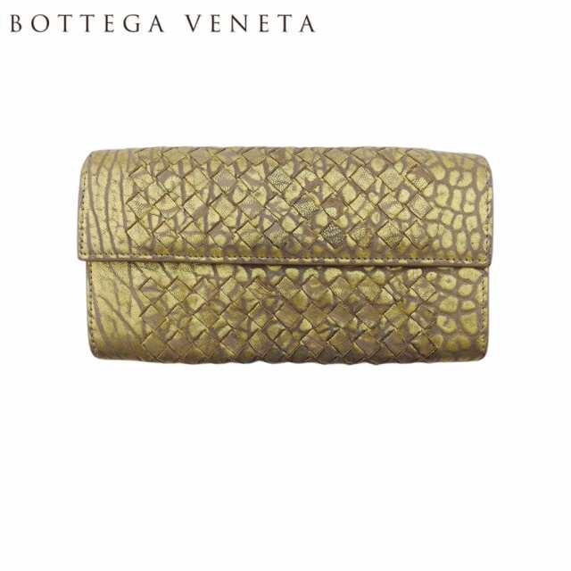 ボッテガ ヴェネタ 長財布 ラウンドファスナー 財布 レディース メンズ イントレチャート BOTTEGA VENETA 中古