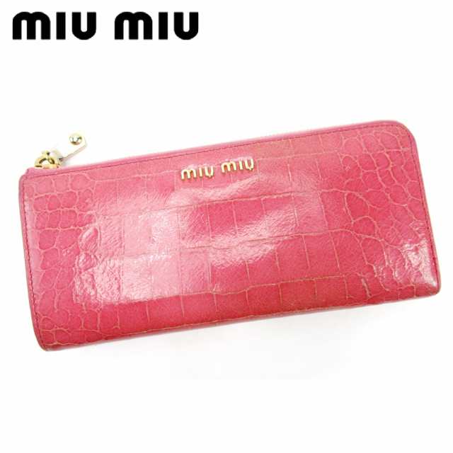 ミュウミュウ 長財布 L字ファスナー クロコダイル型押し ピンク Miumiu 中古 C3640の通販はau Pay マーケット ブランドデポ