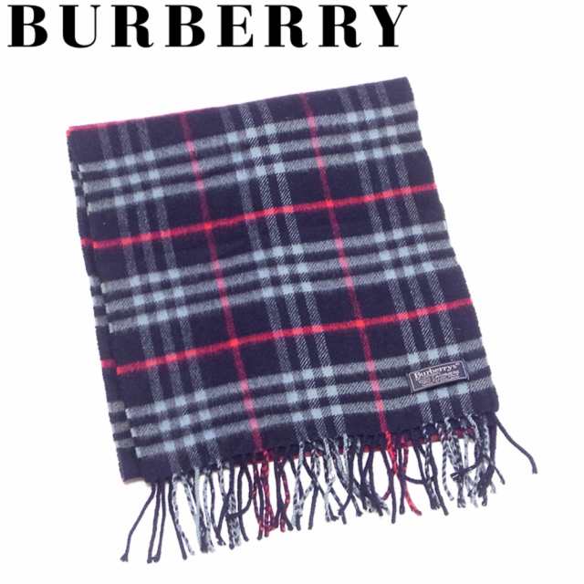 バーバリー マフラー フリンジ付き チェック BURBERRY 中古|au PAY マーケット