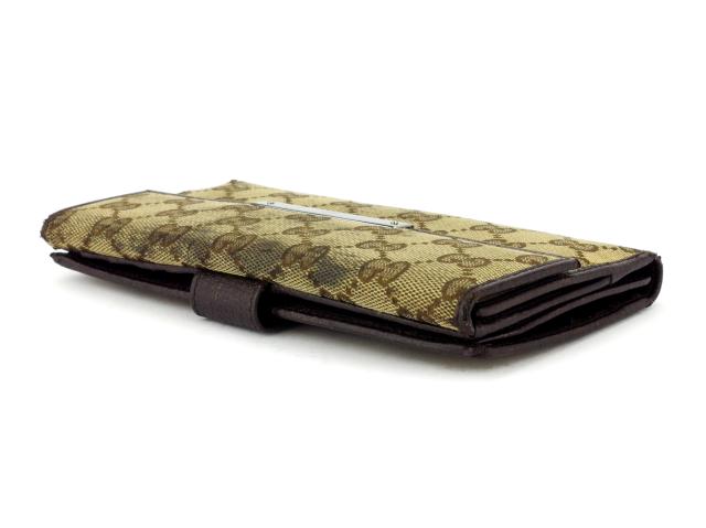 グッチ　GUCCI　長財布　シマ　ＧＧ柄　Wホック　ブラウン　ゴールド金具 GUCCI - グッチ GUCCI 長財布 シェリー オールドグッチ GG W
