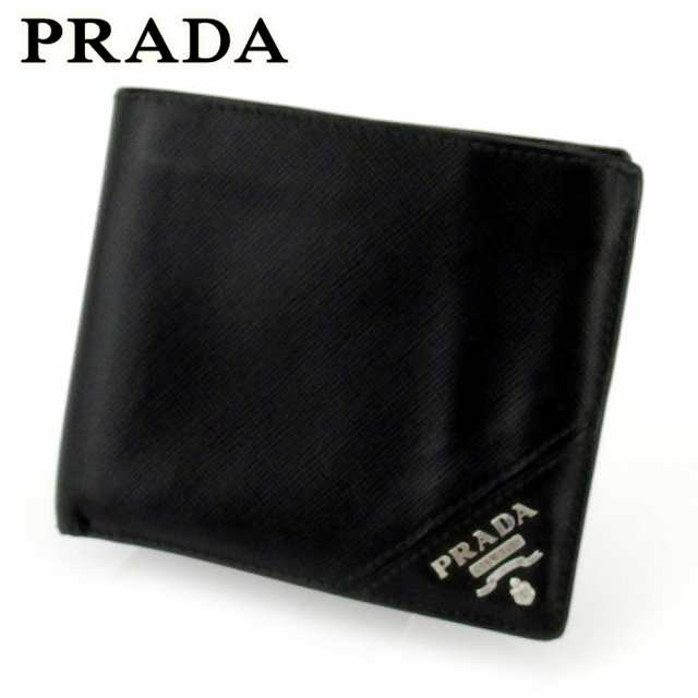 プラダ 二つ折り 財布 メンズ ロゴ ブラック シルバー Prada 中古 C3862の通販はau Pay マーケット ブランドデポ