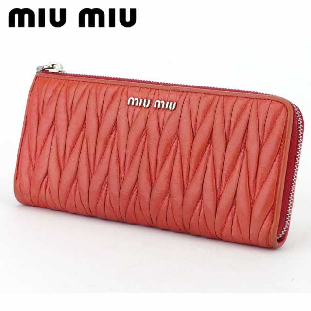 ミュウミュウ 長財布 L字ファスナー 財布 レディース マテラッセ ピンク シルバー レザー Miu Miu 長サイフ サイフ 収納 財布 ユニセックの 通販はau Pay マーケット ブランドデポ