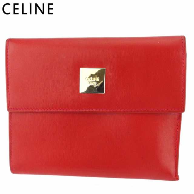 セリーヌ 三つ折り 財布 レディース メンズ ロゴプレート レッド ゴールド Celine 中古 E1601の通販はau Pay マーケット ブランドデポ