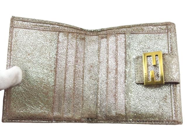 フェンディ 長財布 レディース ズッキーノ パープル×ベージュ 中古