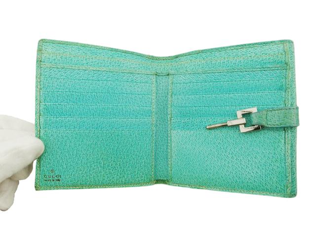 グッチ ジャッキー 二つ折り財布 小銭入れ付き Wホック GGシマ 黄緑