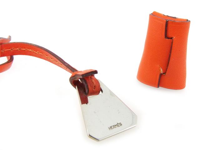 エルメス ミニクロシェット レザー チャーム ドックタグ レッド シルバー HERMES エルメス ミニクロシェット バッグチャーム チャーム