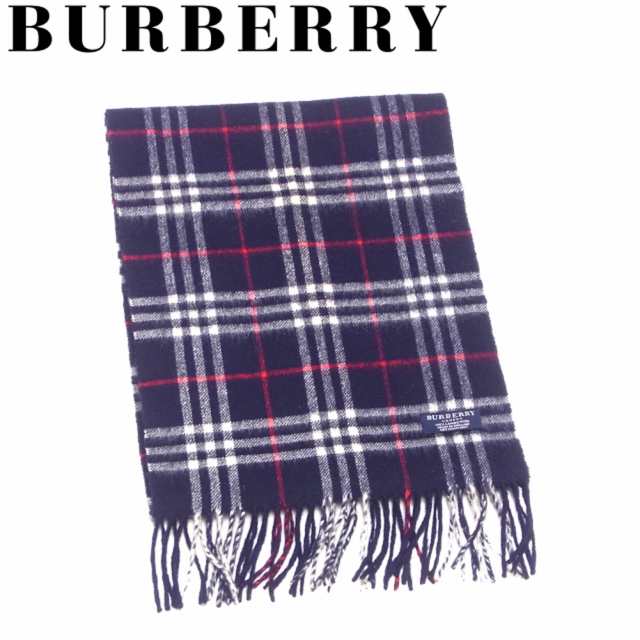 バーバリー マフラー フリンジ付き レディース メンズ チェック ネイビー ホワイト 白 レッド系 Burberry 中古 L3009の通販はau Pay マーケット ブランドデポ