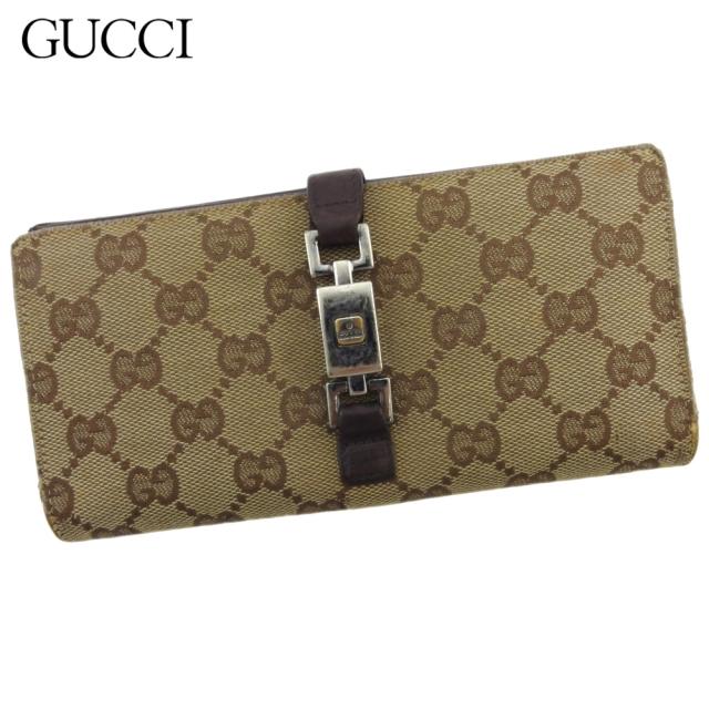 グッチ 長財布 Wホック 財布 ジャッキー金具 GGキャンバス