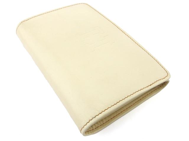 HIROFU  長財布  ベージュ ヒロフ 中長財布 二つ折り 財布 Hマーク レディース メンズ 中古