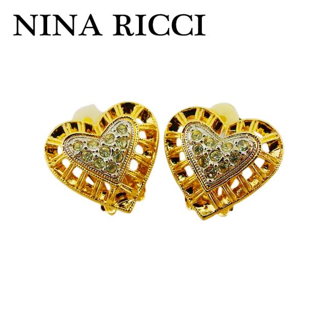 ニナ リッチ イヤリング アクセサリー ラインストーン付き クリップ式 ハート レディース 中古の通販は