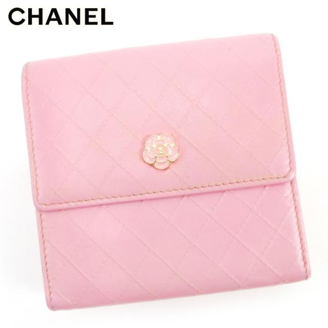 シャネル 三つ折り 財布 ｗホック カメリア ピンク Chanel 中古 Tの通販はau Pay マーケット ブランドデポ